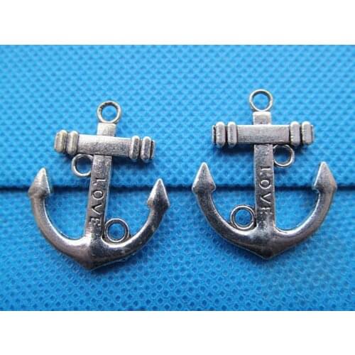50pcs 24mmx29mm Antique Silver tone/Antique Bronze Love Anchor Connector Pendant Charm/Finding,Bracelet Charm,DIY Accessory