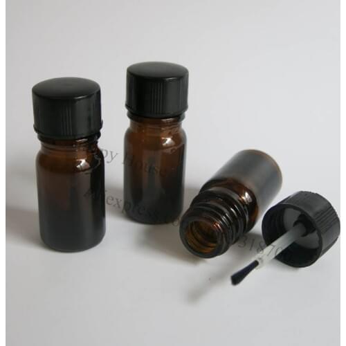 500 x 5ml Amber Glass Nail Polish Glass Bottle, Brown Glass Oil Bottle With Brush Cap, Glass Container