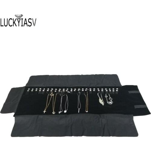 Large Black Velvet Necklace Jewelry Roll Bag Jewelry Storage Bag Jewelry Organizer Case Jewelry Package Display Showed 76x24cm