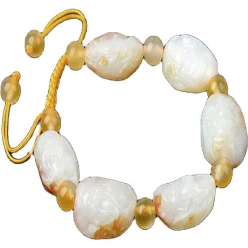 Xinjiang Hetian Jade Seed Bracelet Carving God of Wealth Bracelet