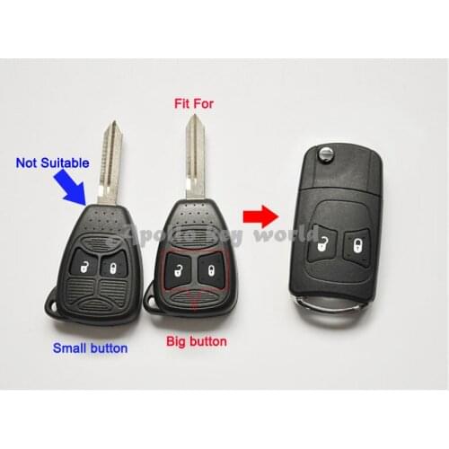 2 Buttons Replacement Modified Flip Remote Key Shell Case For Chrysler 300C Sebring Dodge Caliber Jeep Compass Fob Key Cover