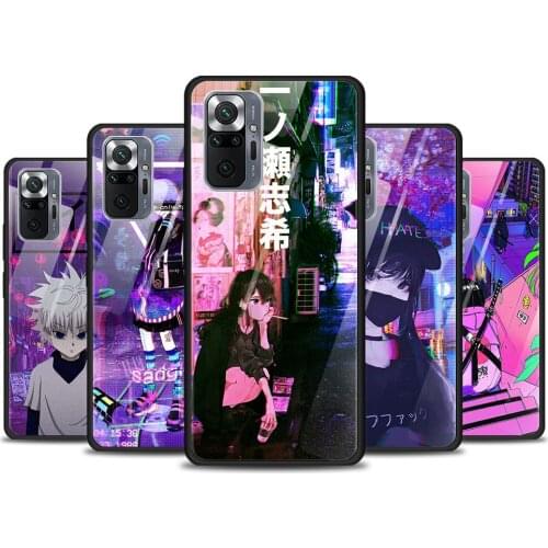 Vaporwave Glitch Anime Tempered Glass Cover For Xiaomi Redmi Note 10 10S 9 9T 9S 8T 8 9A 9C 8A 7 Pro Max Phone Case