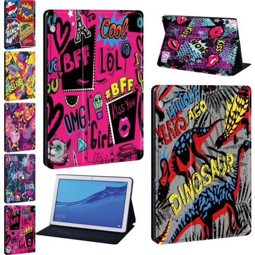 Tablet Stand Case for Huawei MediaPad T3 8.0"/T3 10 9.6"/T5 10 10.1"/M5 Lite 10.1"/M5 10.8" Graffiti Art Print Pattern Series