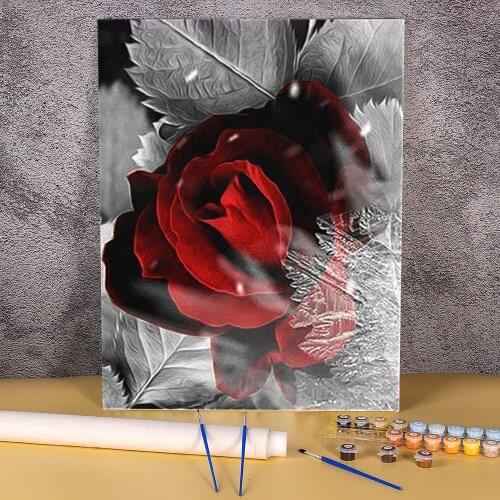Flower Rose Coloring By Numbers Painting Kit Oil Paints 50*70 Canvas Pictures Wall Decoration For Handiwork