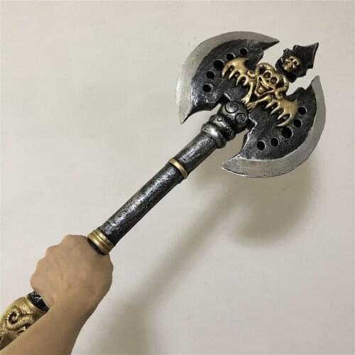 Movie Game Anime 1:1 Knight Orc Double-edged Black Ax Action Figure Model Halloween Cosplay Prop PU Weapon Kids Role Gift