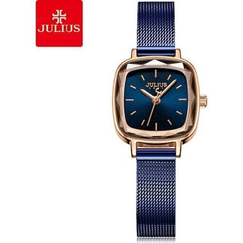 Elegant Cutting Square Womens Watch Japan Quartz Hours Fashion Dress Stainless Steel Bracelet Birthday Girls Gift Julius Box