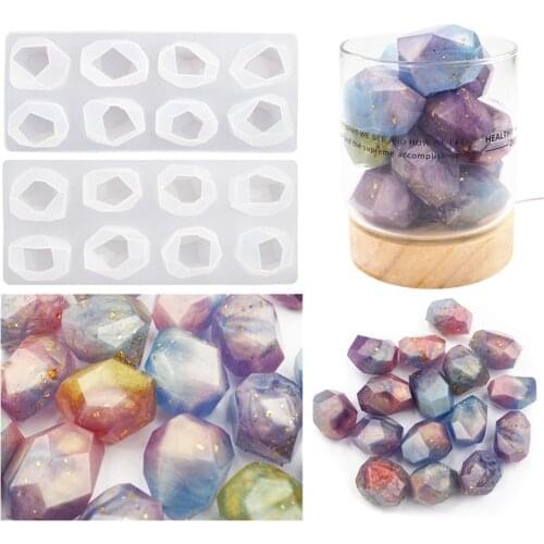 DIY Resin Epoxy Resin Irregular Geometry Facet Gem Crystal Spar Ore Night Light Mirror Silicone Mold Wedding Decoration