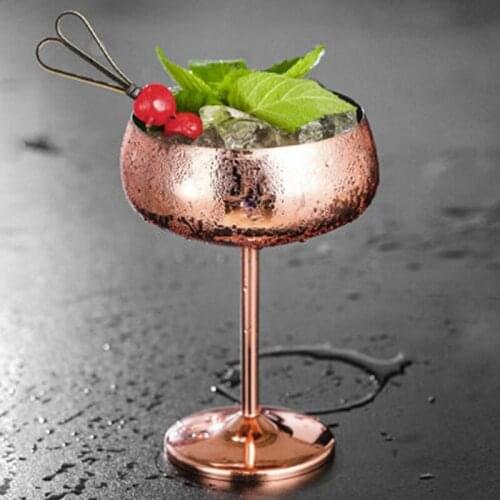 Quality 1Pcs Luxury 304 Stainless Steel Cocktail Glass Cocktail Juice Drink Champagne Goblet Party Barware Kitchen Tools Rose Go