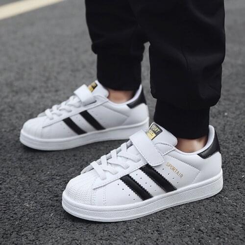 2021 spring and autumn shell-toe shoes 7-16 years old childrens Korean casual shoes white shoes
