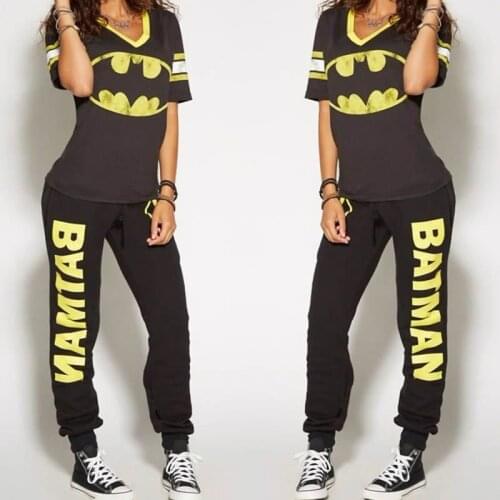 Bruce Wayne Ladies Cosplay Costumes T-shirt Top Joggers Trousers Sport Gym Pants Tracksuit
