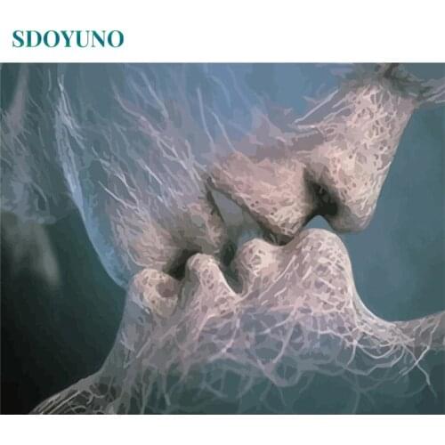 SDOYUNO Paint By Numbers Kiss DIY 40x50cm Oil Painting By Numbers On Canvas Figure Frameless Digital Hand Painting Wall Art