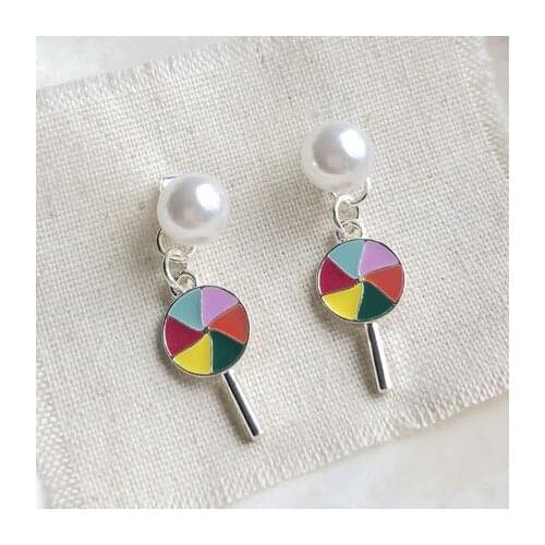 Fashion jewelry accessories new design metal enamel lollipop earrings