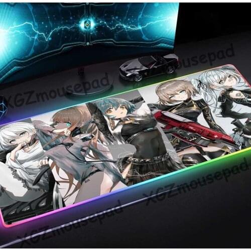 XGZ Fashion Glowing Large RGB Mouse Pad Black Lock Edge Girls Frontline HD Custom Computer Desk Mat Non-slip 900x400/800x300 Xxl