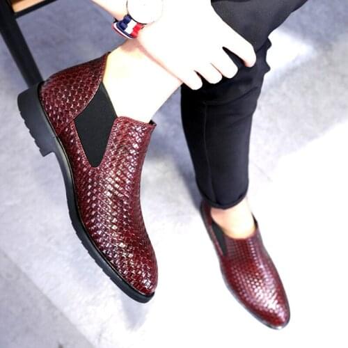 Shoes Men Leather Boots Spring & Autumn Hand-woven High-top Style Waterproof Classic Fashion Leather Boots Men Shoes