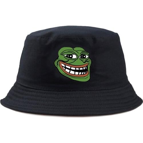 Sad Frog print Fisherman cap Panama Street Side Seaside Beach Tourism Bucket Hat Drivers Cap Simple Style