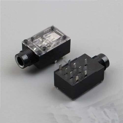 PJ-605A silver plated transparent cover high quality 6.35MM socket 6050 microphone socket 9 foot stereo headphone socket