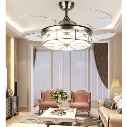 YEELED Light 42" Fandelier Retractable Ceiling fans with Lights and Remote Invisible Chandelier Ceiling Fan for Indoor
