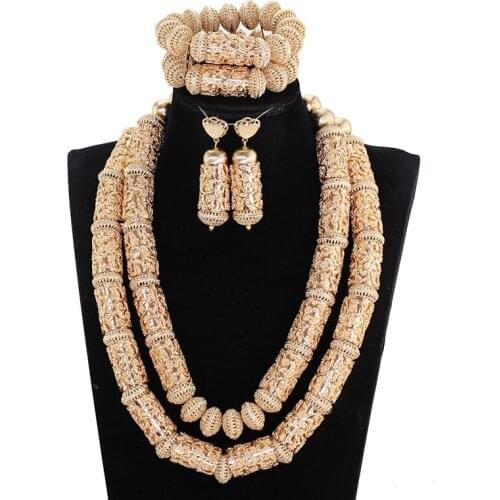 Superior Copper Gold Beads Accessory Jewelry Sets Big Heavy Dubai Statement Bridal Jewelry Sets for Women African Jewelry WE173