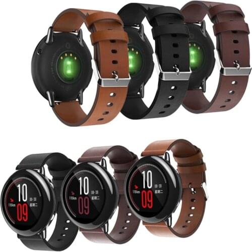 22mm Smart Watch Strap For Xiaomi Huami Amazfit Pace Genuine Leather Watchband For Xiaomi Amazfit Stratos 2 2S Wrist Strap Belt
