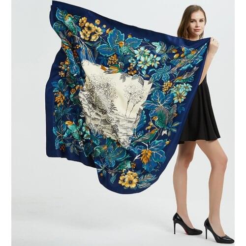 Luxury Brand 2020 New Designer 100% Silk Square Scarf Women Satin Neck Hair Tie Band Oversize Beach Hijab Head Female Foulard