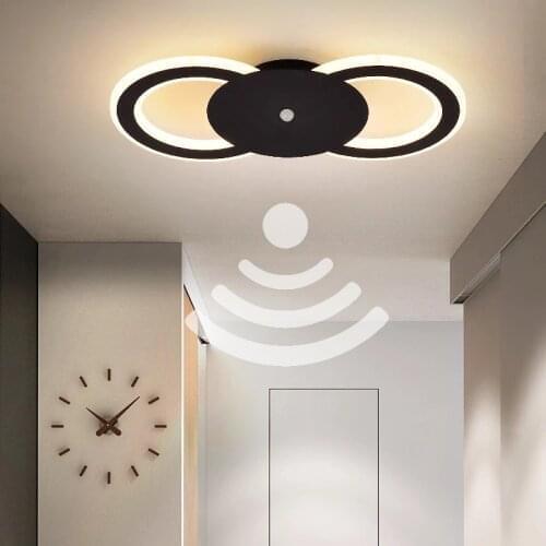24W Modern LED Ceiling Lamp with Motion Sensor White Black Corridor Lamps Stair Stair Bedside Ceiling Light Wall Mount