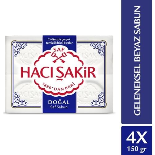 Pilgrim Şakir Bathroom White Soap 4x150 600 g 4 PCs Package Natural Soap Foam Effective Skin Scrubber Effective clean Scented Soap