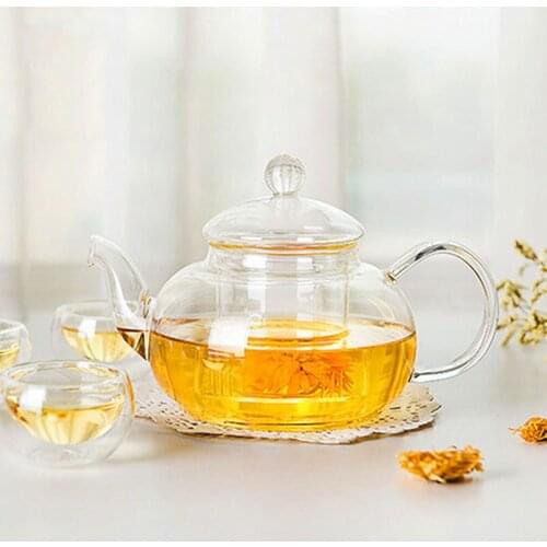 600ml/800ml Heat Resistant Glass Flower Tea Pot,Practical Bottle Flower TeaCup Glass Teapot with Infuser Tea Leaf Herbal Coffee