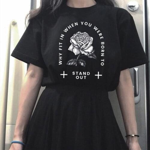 Gothic stand out print Vintage cartoon letter summer ins women punk short sleeve casual big size tees hip hop Harajuku T-shirt
