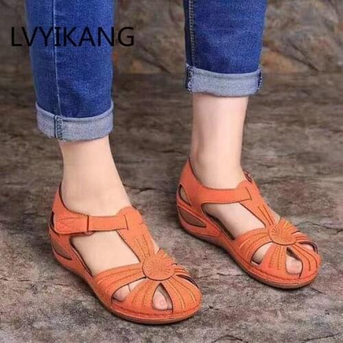 Womens Sandals Shoes Ladies Girls Comfortable Ankle Hollow Round Toe Sandals Soft Sole Shoes Fashion Large Size Sandals Shoes