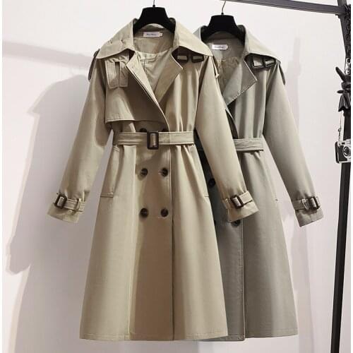 Winter Long Coat Women Turn-down Collar Trench Coats Stylish Double Breasted Sashes Oversized Female Windbreaker Autumn