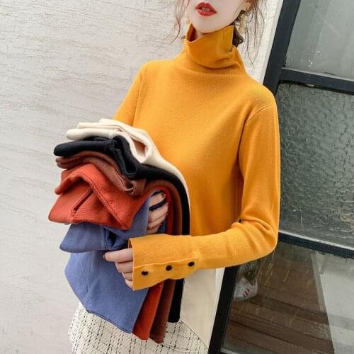 Womens Sweaters Solid Color One Size High Elasticity Slim Turtleneck Fashion All-match Ropa De Mujer Hedging Autumn Winter New