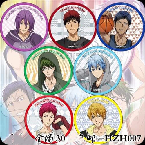ZXFJXR 58MM Kuroko No Basket High School Basketball Kagami Hyuga Junpei Takao kazunari Basketball Icons Brooch Badge
