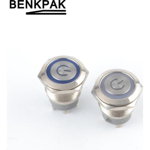 BENKPAK 5V 19mm Waterproof Momentary Metal Push Button Switch