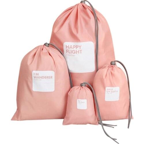 4pcs/lot Travel Storage Bag Waterproof Dry Bag Nylon Drawstring Pouch Folding Clothes Organizers Shoes Luggage Bags
