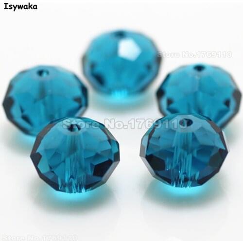 Isywaka Green Blue Color 10*12mm 70pcs Rondelle Austria faceted Crystal Glass Beads Loose Spacer Round Beads for Jewelry Making