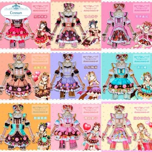 Anime! Lovelive Sunshine Aqours Maki Ruby All Members Chocolate Valentines Day V3.0 Lolita Dress Cosplay Costume lovely dress