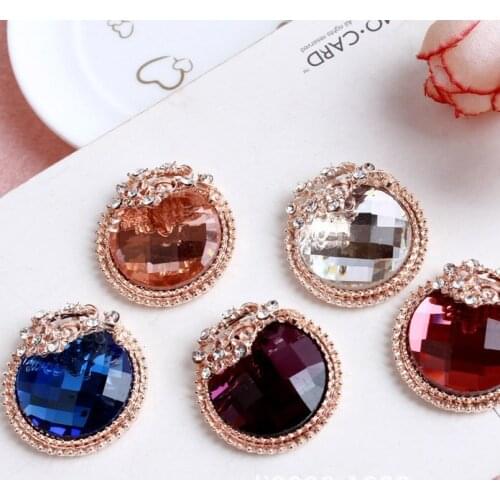 Free Shipping Wholesale40pcs/lot 25x25mm Rhinestone Flatback Button For Hair Flower Wedding Invitation BXF138