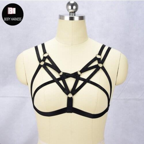 Stocking body harness Sexy lingerie body harness cage bra Harajuku Gothic Exotic Apparel Fatima harness cage bra