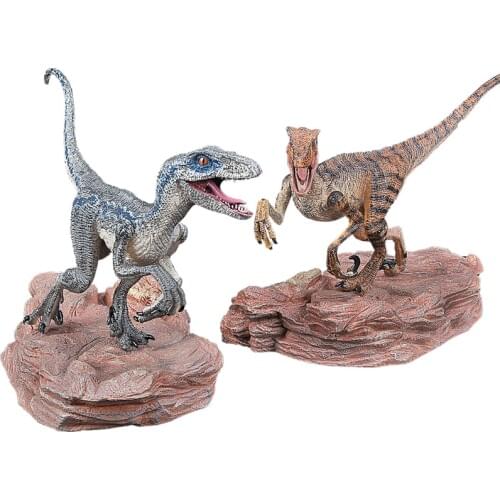 Children Realistic Solid Jurassic World Velociraptor Blue Brown Models Lifelike Running Velociraptor Figures Kids Dinosaur Toys