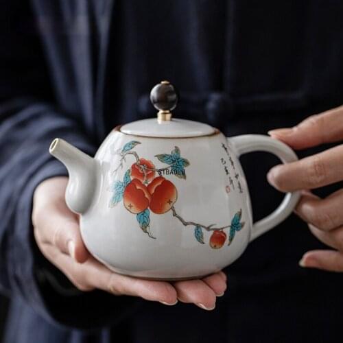 China Handpainted porcelain Crackle teapot 270ML Ceramic tea pot traditional chinese Flower bird pattern tea set