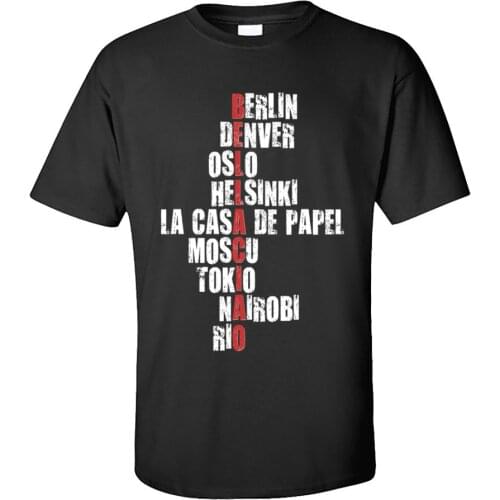 Classic Men T-shirts O-Neck 100% Cotton Adult Tees Street Top Tshirt Bella ciao la Casa de Papel Money Heist T Shirt