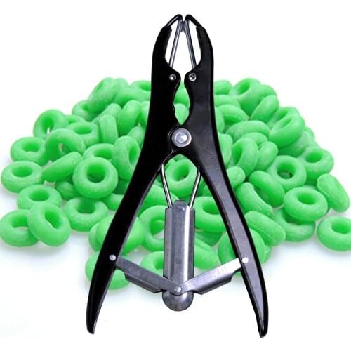 Piglets Sheep Tail Bloodless Castration Pliers Docking Clamp +50pcs Tail Castration Rings Aluminum alloy Expansion Clamp