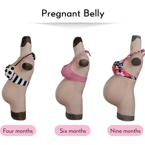 KnowU Pregnant 4/6/9 Months Fake Chest With Belly Silicone Breast Forms For Cosplay Transgender Crossdresser