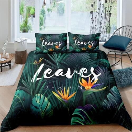 Tropical Leaves Pattern Duvet Cover Set Nordic Modern Duvet Cover Sets Double Queen Bed Linen Brief Quilt Cover