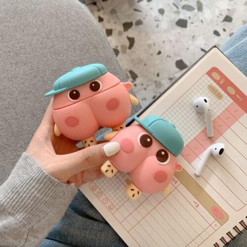 3D Pink Cute Butt Case for Airpods 1 2 Protective Cover Wireless Bluetooth Headset Case for Airpods Pro Cartoon Soft Cover Girl