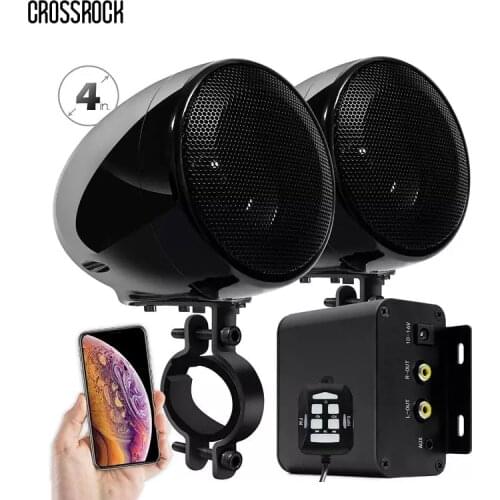 Motorcycle Audio Set Stereo 2CH Amplifier 4 Inches Speakers FM MP3 AUX Black