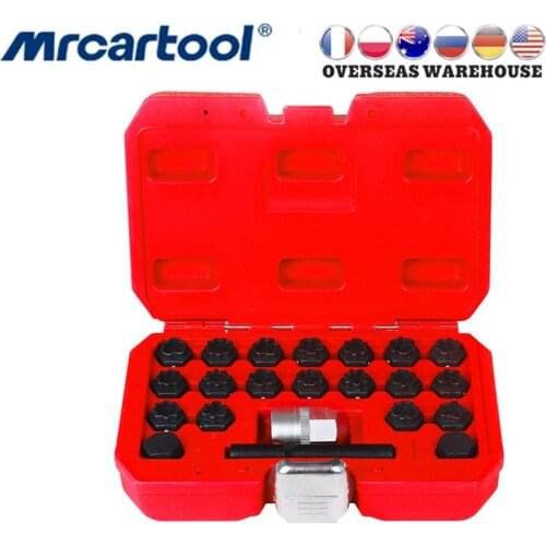 22 Pcs Anti-Theft Screw Sleeve Removal Install Socket For Audi Wheel Locking Key Set Lug Nut Master Removal Tool