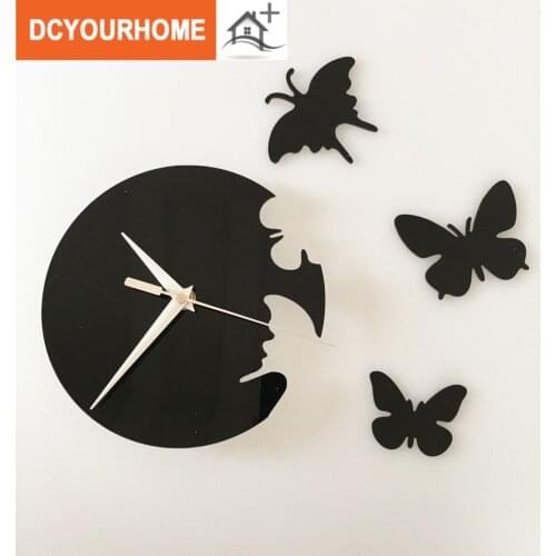 Funlife creative DIY butterfly acrylic waterproof wall clock study bedroom decorative wall stickers on behalf of wc1037