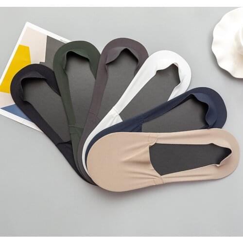 3 Pairs Summer Cotton Bottom Man Short Socks Non-slip Silicone Breathable No Show Shallow Thin Ice Comfortable Casual Sock Male