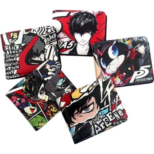 Persona 5 cosplay wallet Cartoon Bifold PU Leather Wallet With Zipped Coin Pocket Card Holder